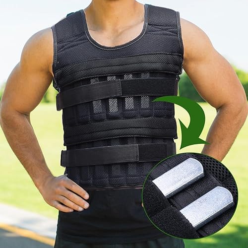 Miniatura 3 de 8 placas de acero para chaleco con peso, pesas de entrenamiento de fuerza ajustables con cabeza redonda, ideal para correr, trotar, cardio