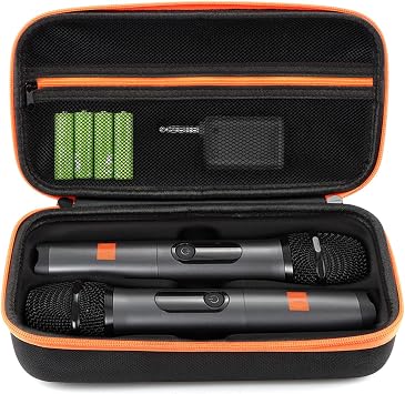 Wireless Microphone Case Compatible with JB-L Wireless Two Microphone System, Handheld Dual Mic Travel Bag for Singing or Karaok-e for Receiver Adapter BatteriesCOLORA