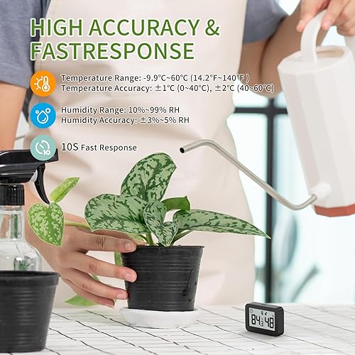 Miniatura 6 de DOOMAY Mini termómetro higrómetro para interiores, medidor digital de humedad con botón de interruptor Celsius Fahrenheit, medidor de humedad para