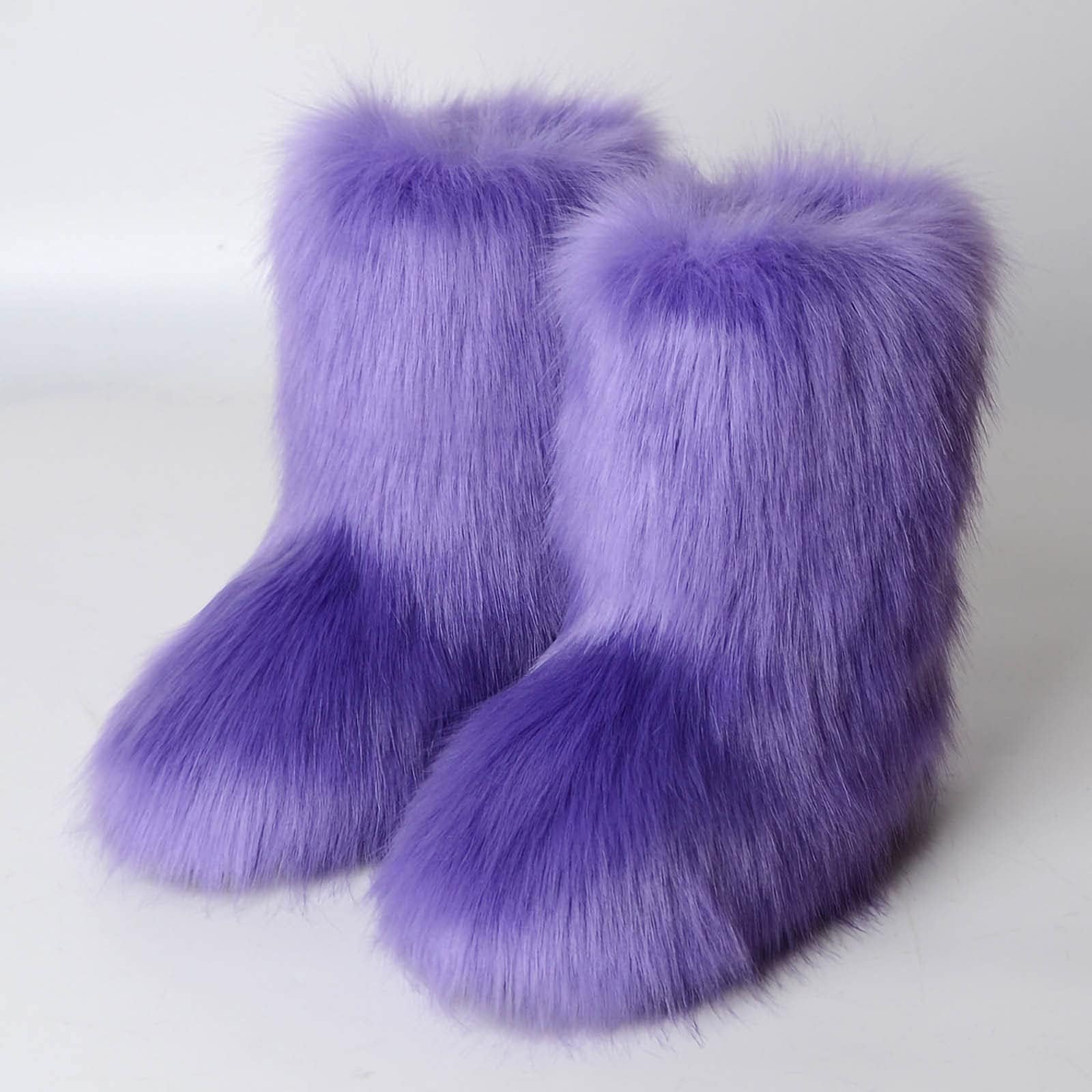 Lavendé Fur Boot – Sparkl Fairy Couture Lavender real fur shaggy short boots main image 1