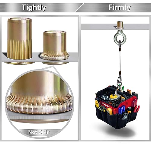 Miniatura 3 de Tuercas de remache - 180 piezas Nutsert Kit de tuercas remachables métricas, kit de tuercas de remache métrico, inserto roscado de acero al carbono