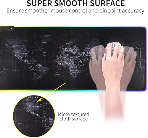 Miniatura 3 de Alfombrilla de mouse RGB para juegos alfombrilla de mouse LED grande con 12 modos de iluminación teclado para juegos base de goma antideslizante