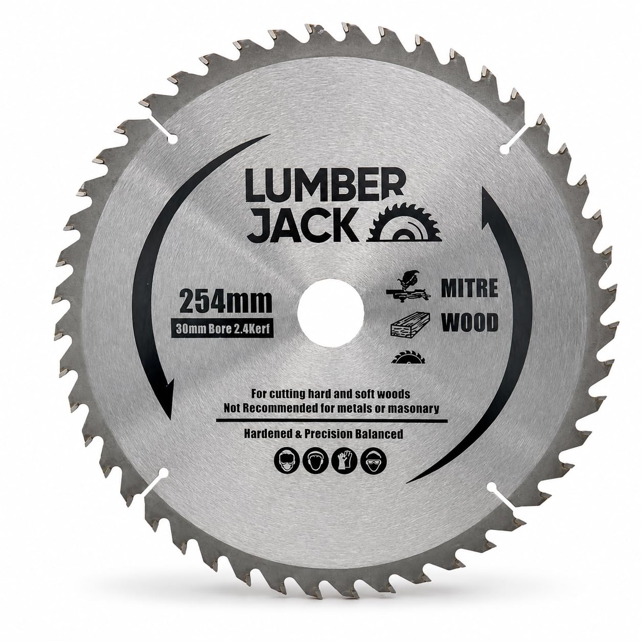Lumberjack 254mm Circular Saw Blades 48T TCT 30mm Bore Wood Cutting Blade | 254mm 48T TCT saw blade with 30mm bore and 2.4mm kerf for clean precise cutting across wood