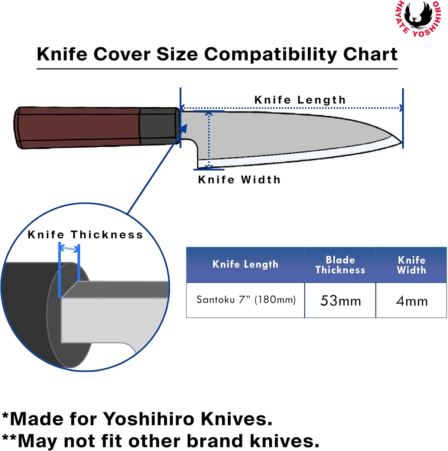 Yoshihiro Magnetic Oak Wood Saya Cover Blade Protector for Santoku (180mm)7in