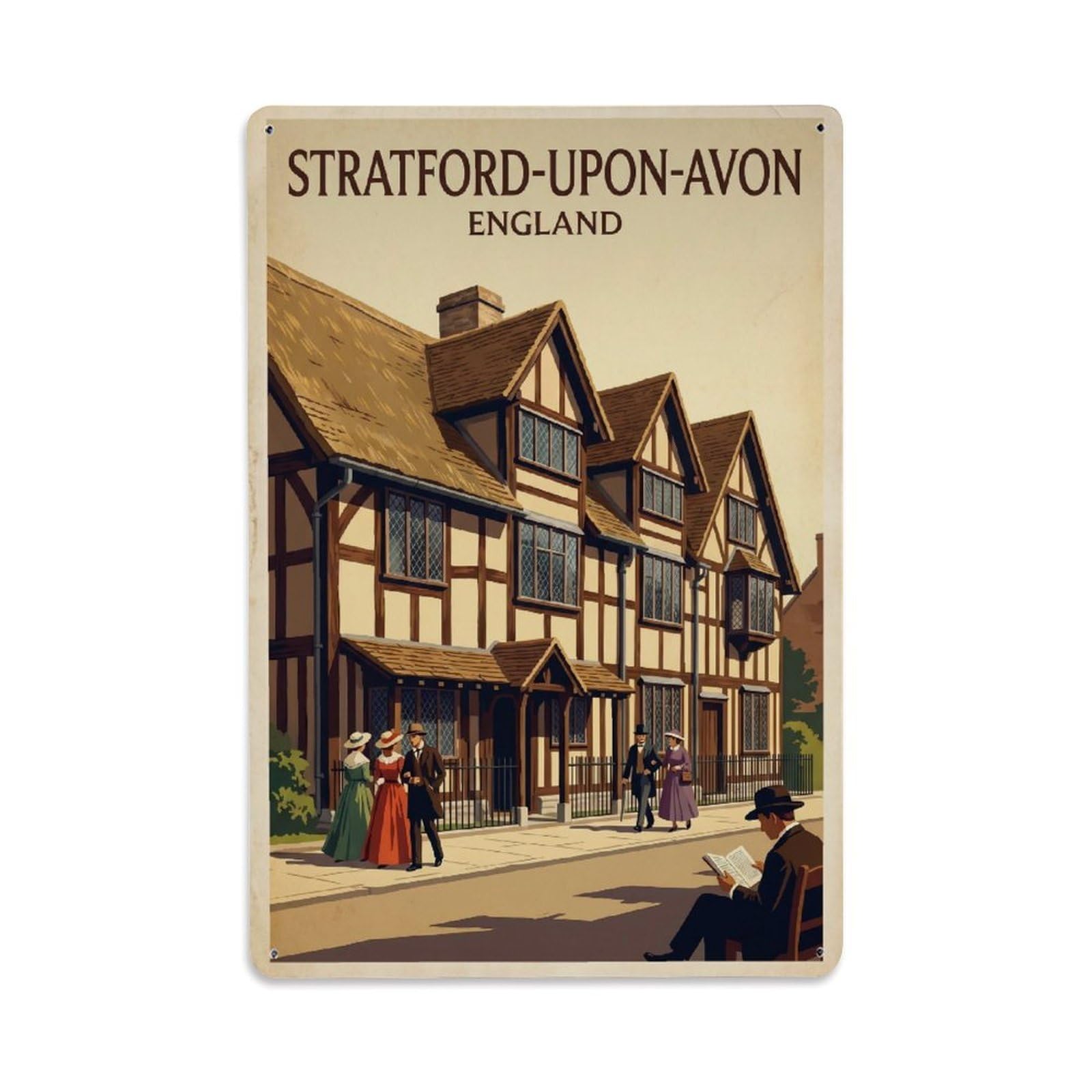 Retro Travel England Stratford Metal Tin Sign