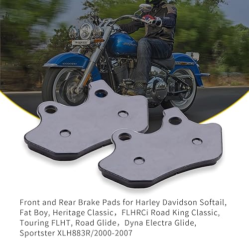 Miniatura 2 de MWMNUN Pastillas de freno delanteras y traseras para Harley Davidson Softail, Fat Boy, Heritage Classic,FLHRCi Road King Classic,Touring FLHT, Road