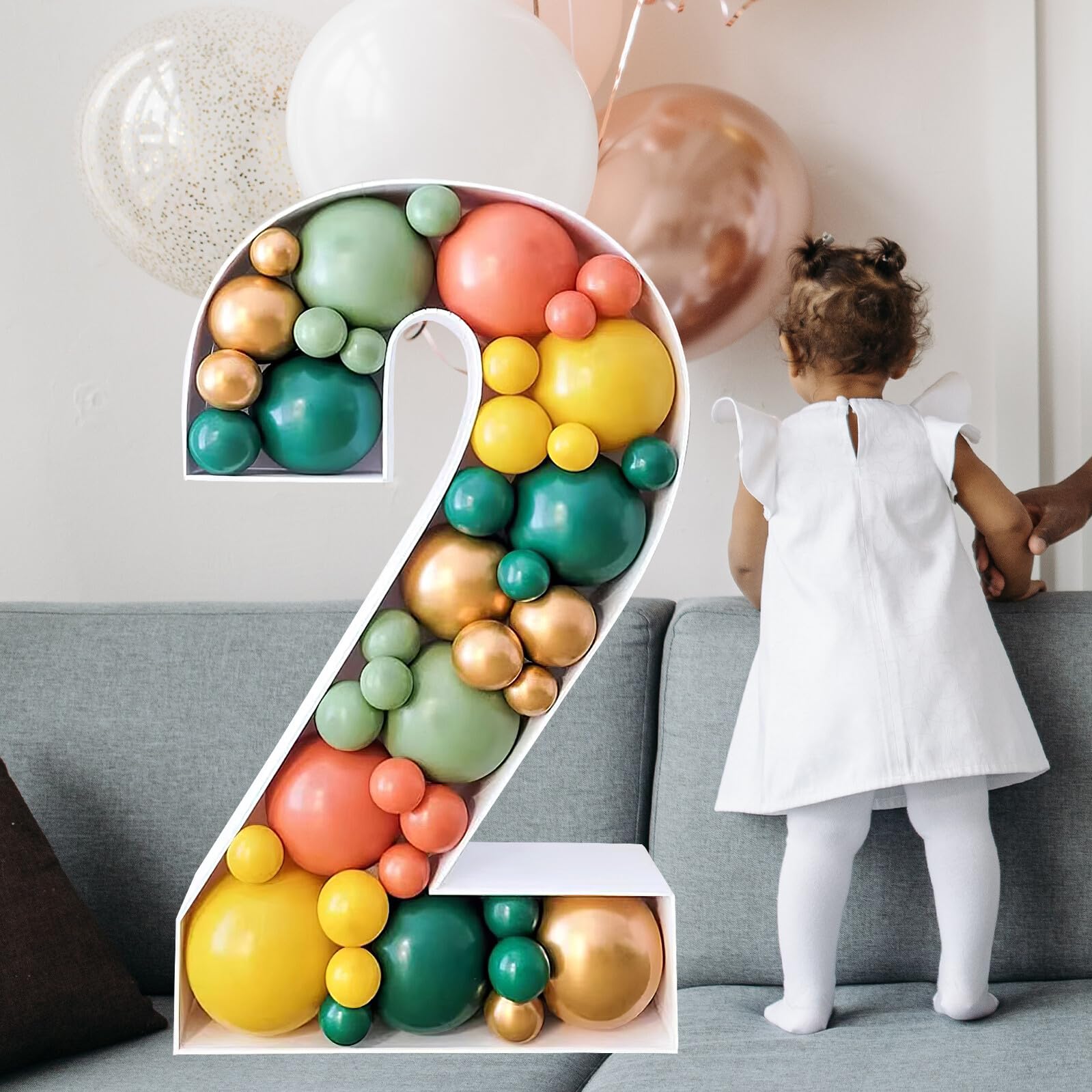 DOITOOL Marco para Globos Número 2 Caja para Globos de Cumpleaños y Decoración de Fiestas Soporte Ligero y Resistente para Shower y Eventos Obsequios