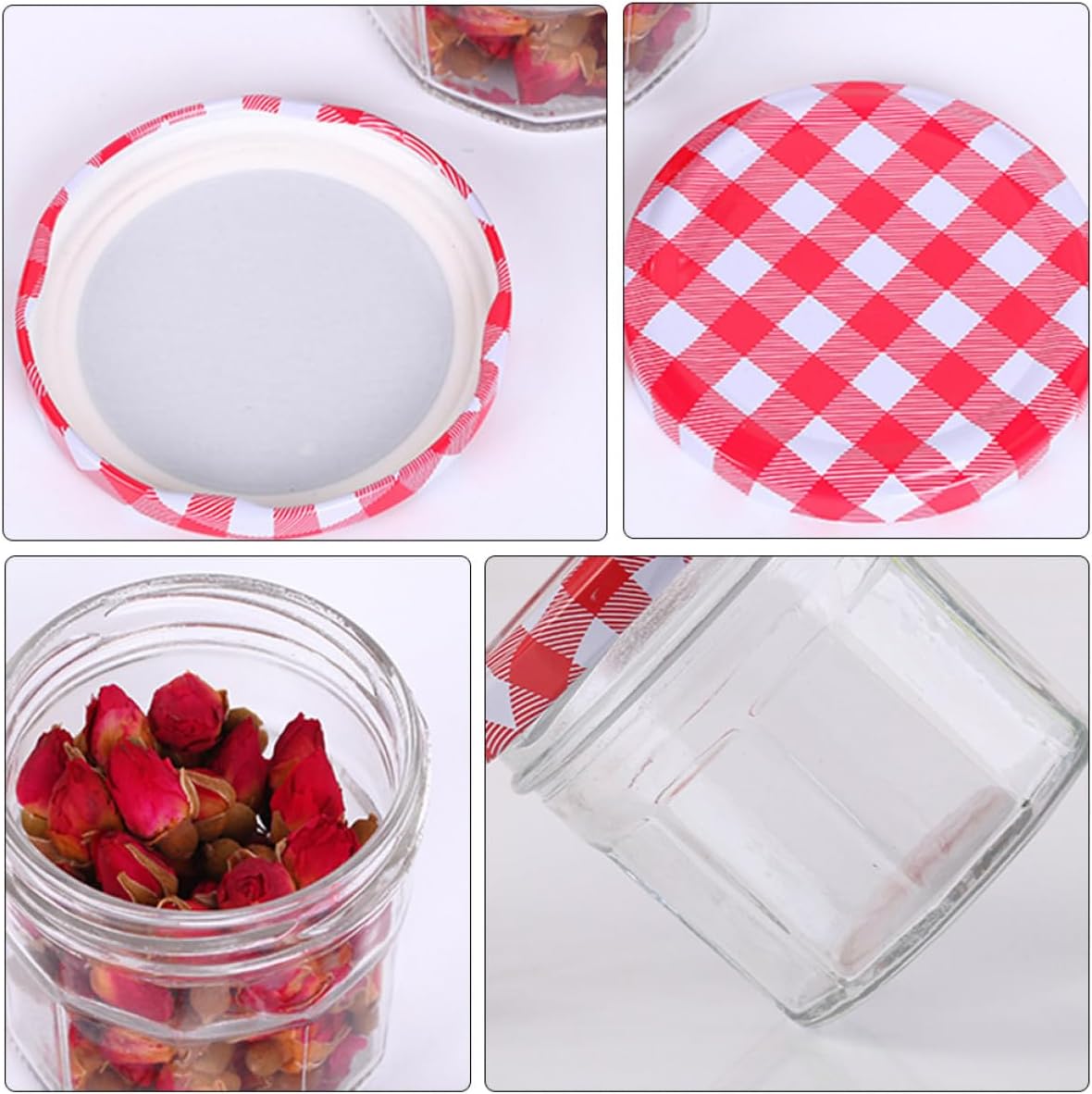 6pcs 200ml Glass Honey Jars with Lids Airtight Food Safe Storage Containers for Kitchen Pantry Jam Sauce Candy Storage