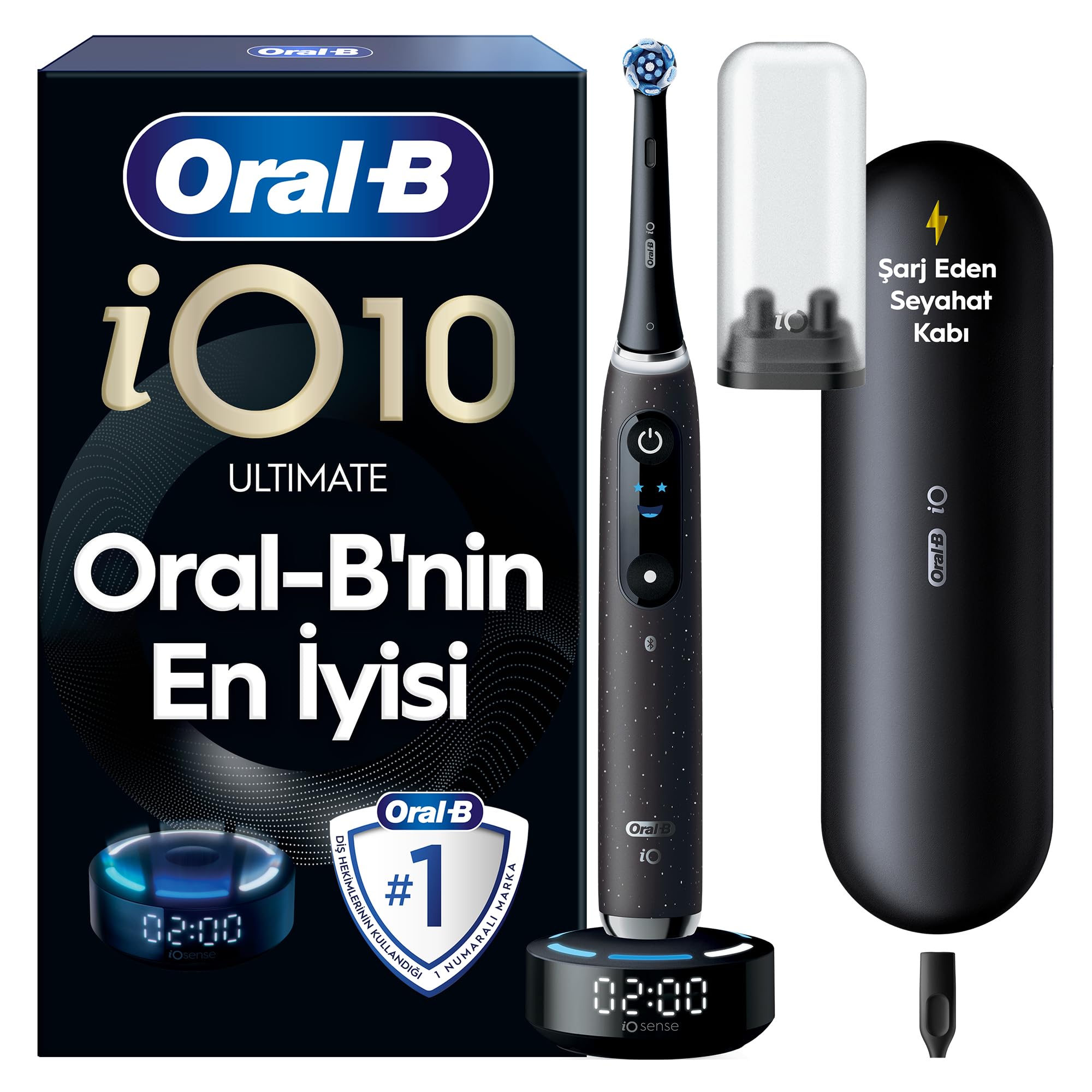 Oral-B iO Series 10 本体 Cosmic Black Oral-B iO Sense ile iO - 10 Siyah Elektrikli/Şarjlı Diş Fırçası