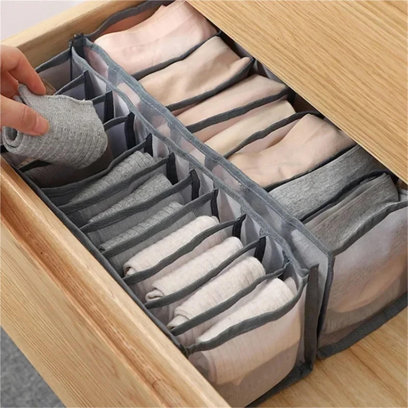Cajón plegable de la caja del organizador almacenamiento los calcetines | Divisor de malla de tela no tejida de varios tamaños for armario(11 grids)
