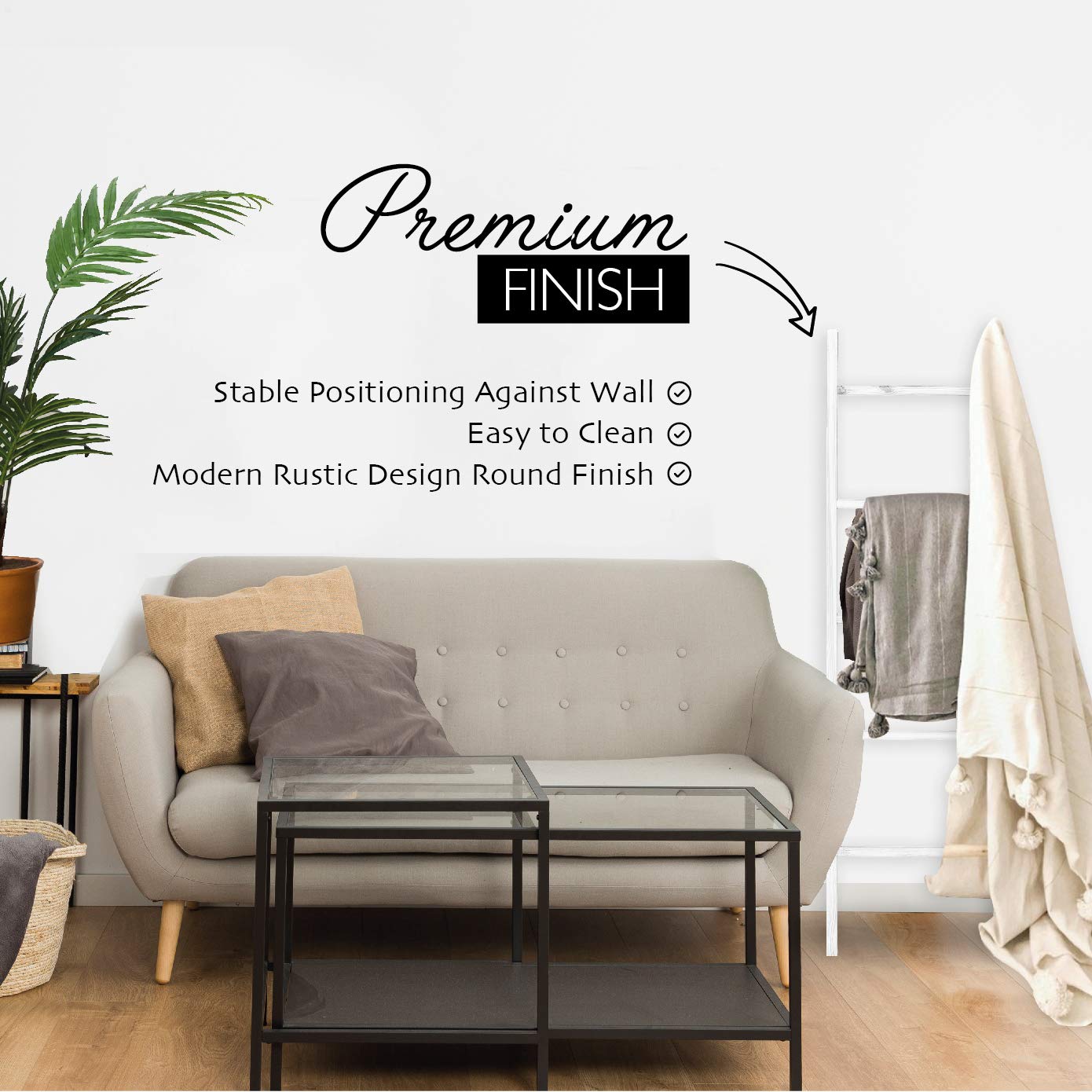 BALIBETOV Blanket Ladders for The Living Room, 5 ft Ladder Blanket