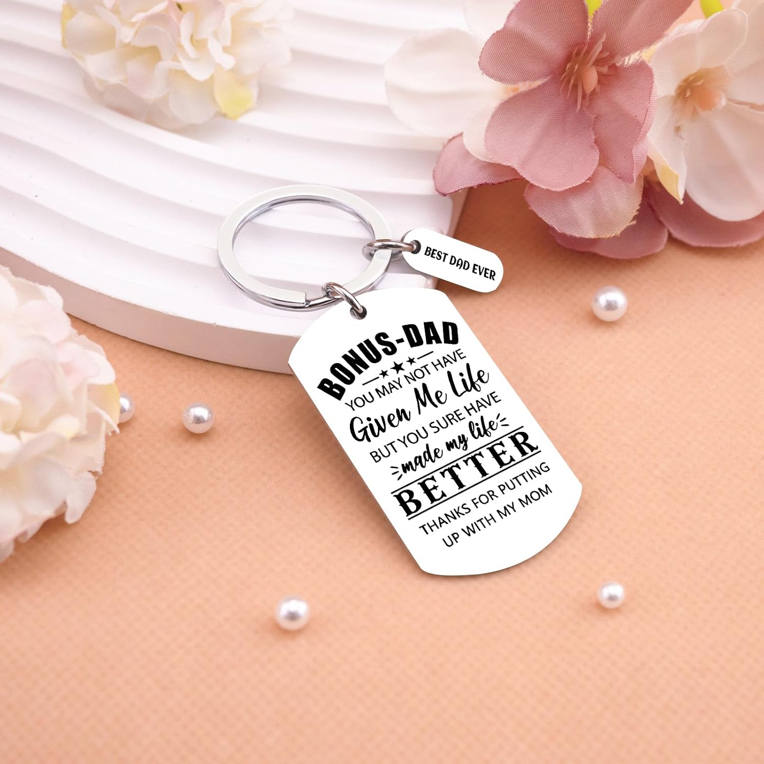 Step Dad Gifts Stepdad Gifts from Step Daughter Son Thank You Keychain for Step Daddy Cool Birthday Wedding Valentine's Day Christmas Gift for Father Adoptive Unbiological Dads Keychains
