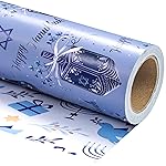 WRAPAHOLIC Reversible Hanukkah Wrapping Paper - Mini Roll - 17 Inch x 33 Feet - Dreidels and Menorah Lights Chanukah Wrapping Paper Perfect for Hanukkah, Chanukah, Holiday
