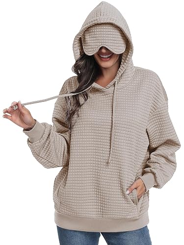 SeSe Code Hoodie With Eye Mask Waffle Hooded Sweatshirts Womens