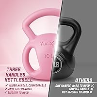Vista 7 de Yes4All Kettlebell, Strength Training Kettlebells for Women, Wide Multi-grip Textured Handle for Home Gym Exercises & Full Body Workout, Single 5–25
