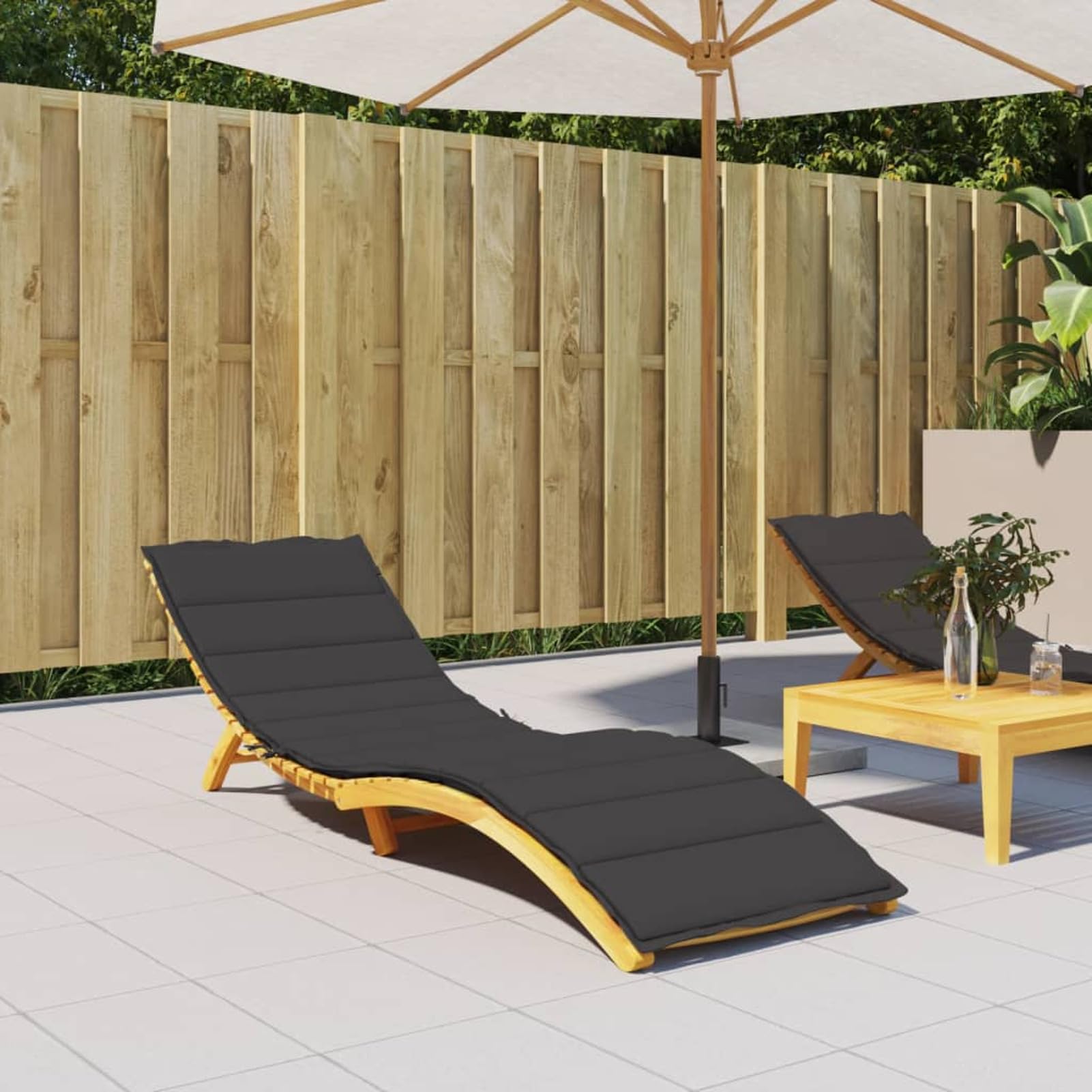ZEYUAN Cojín para Tumbona Tela Negro 200x60x3 cm, Cojin Tumbona Exterior, Colchonetas para Tumbonas, Colchoneta Hamaca, Cojín De Silla De Hamaca, Colchón para Tumbona - 314210
