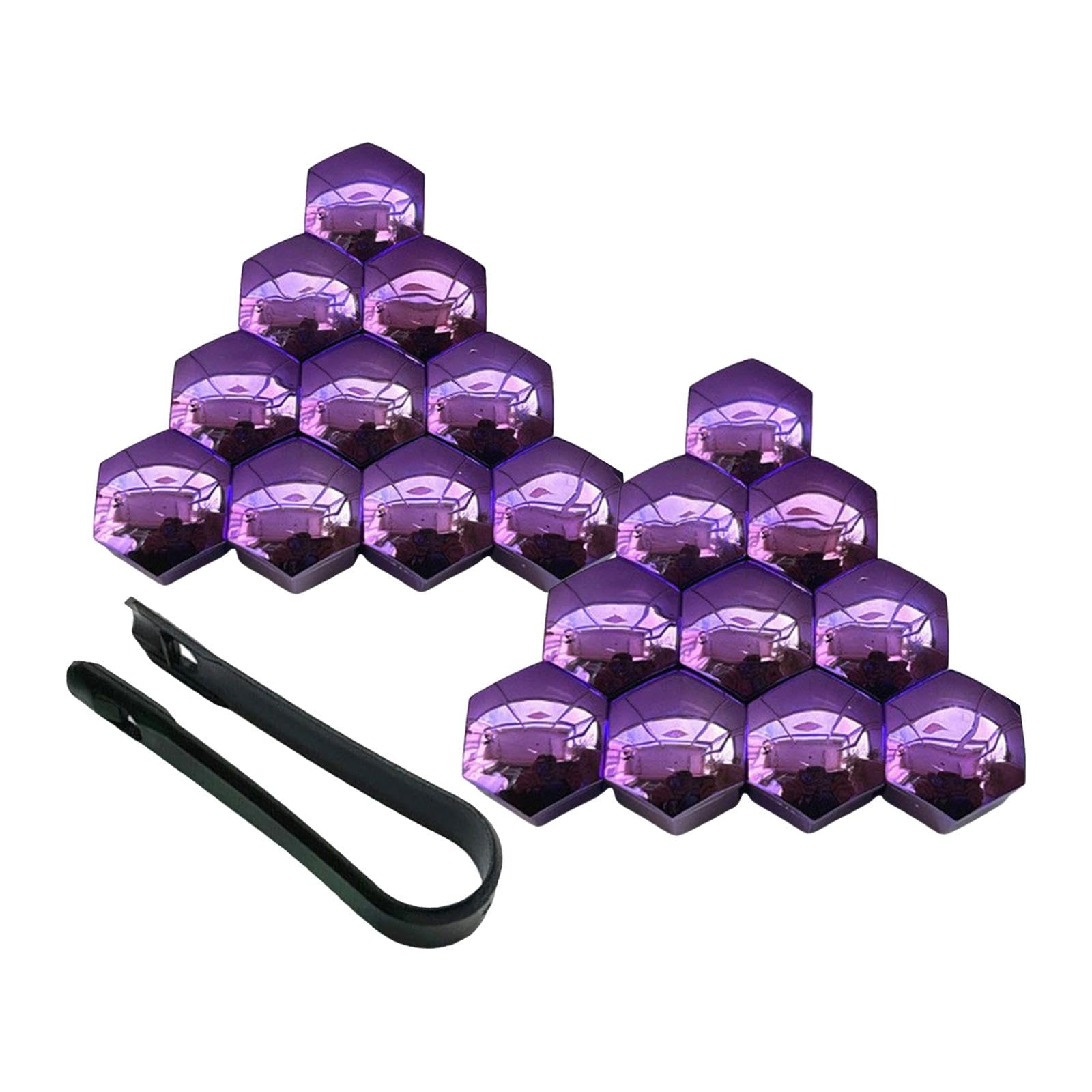 20 Capuchons D'écrous De Roue En Silicone Fluorescent Violet - Dimensions 2,2x15x20 Mm - Protection Contre Poussière, Eau - Universel
