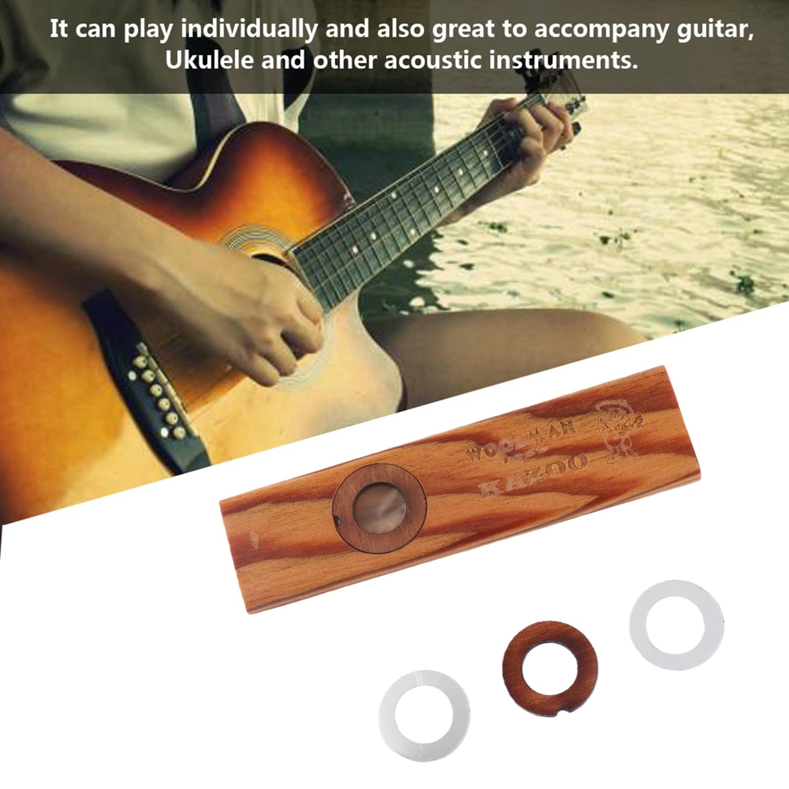 Kazoo in Legno, Partner di Ukulele Chitarra Armonica Flauto in Legno per Gli Amanti della Musica con Scatola di Metallo