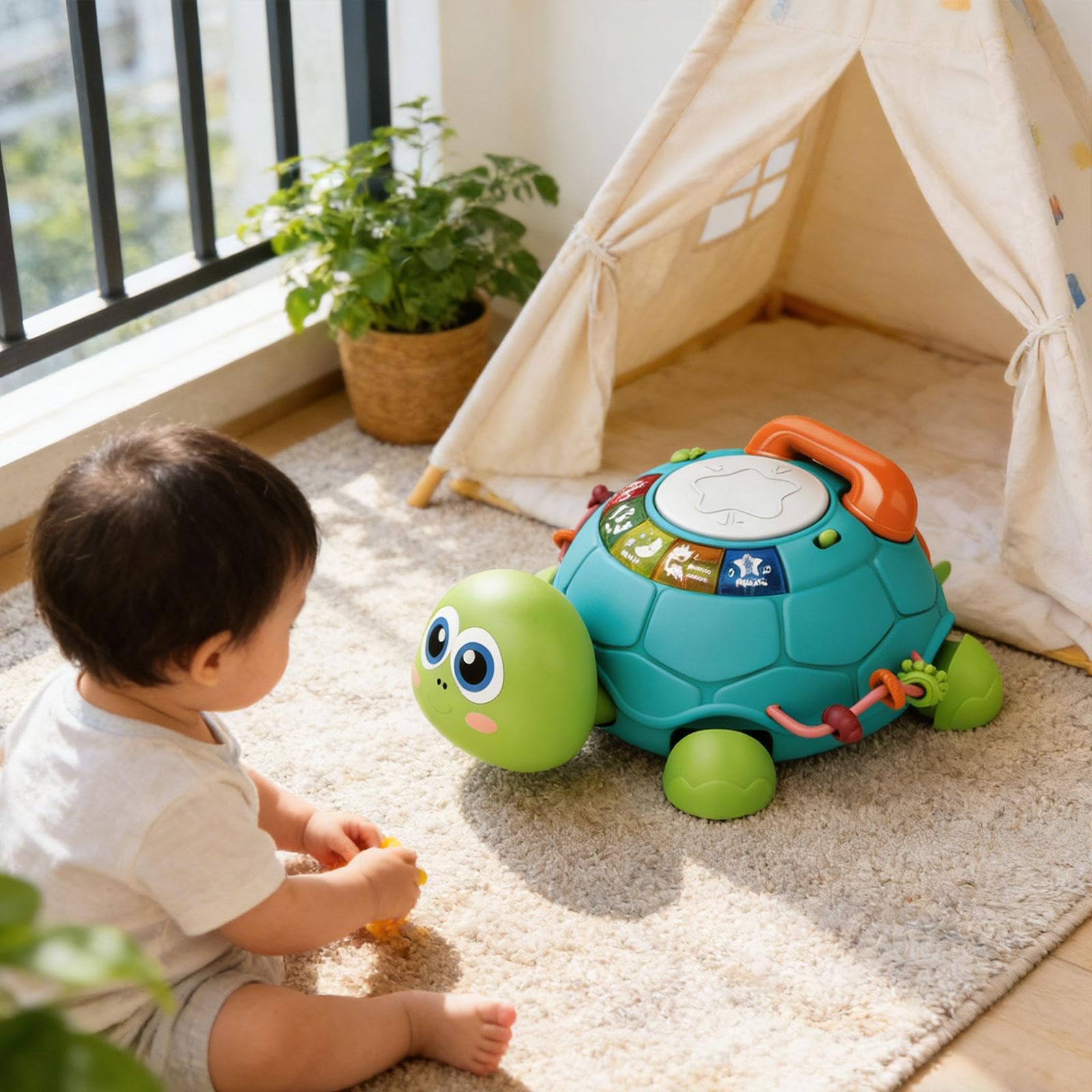 musicale che gattona, con luci e suoni, gioco educativo per la prima infanzia, stimolante e sensoriale per bambini da 0 a 1 anno, 7, 8, 9,