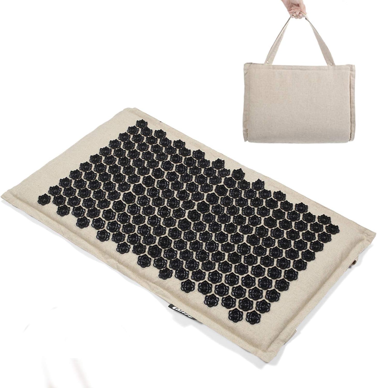 Acupressure Mat Natural Organic Linen Cotton Full Body Sleep Nails Mats for Shoulder,Back,Legs,Sciatica,Trigger Point Therapy,Relieve Stress and Pain(25.8inx16.9inx1.0in)