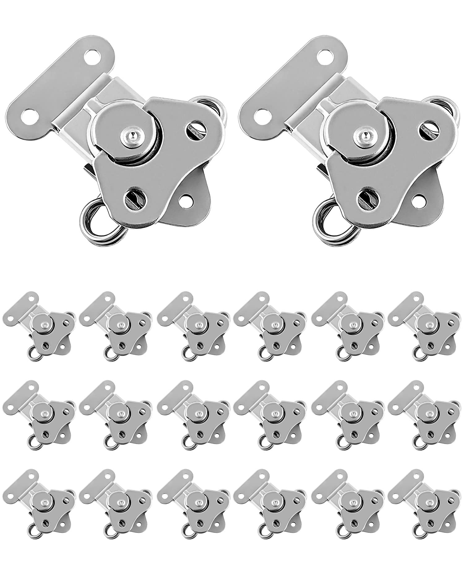 QWORK Chiusure in acciaio inox, 20 chiusure a scatto con chiusura a farfalla a molla per scatola
