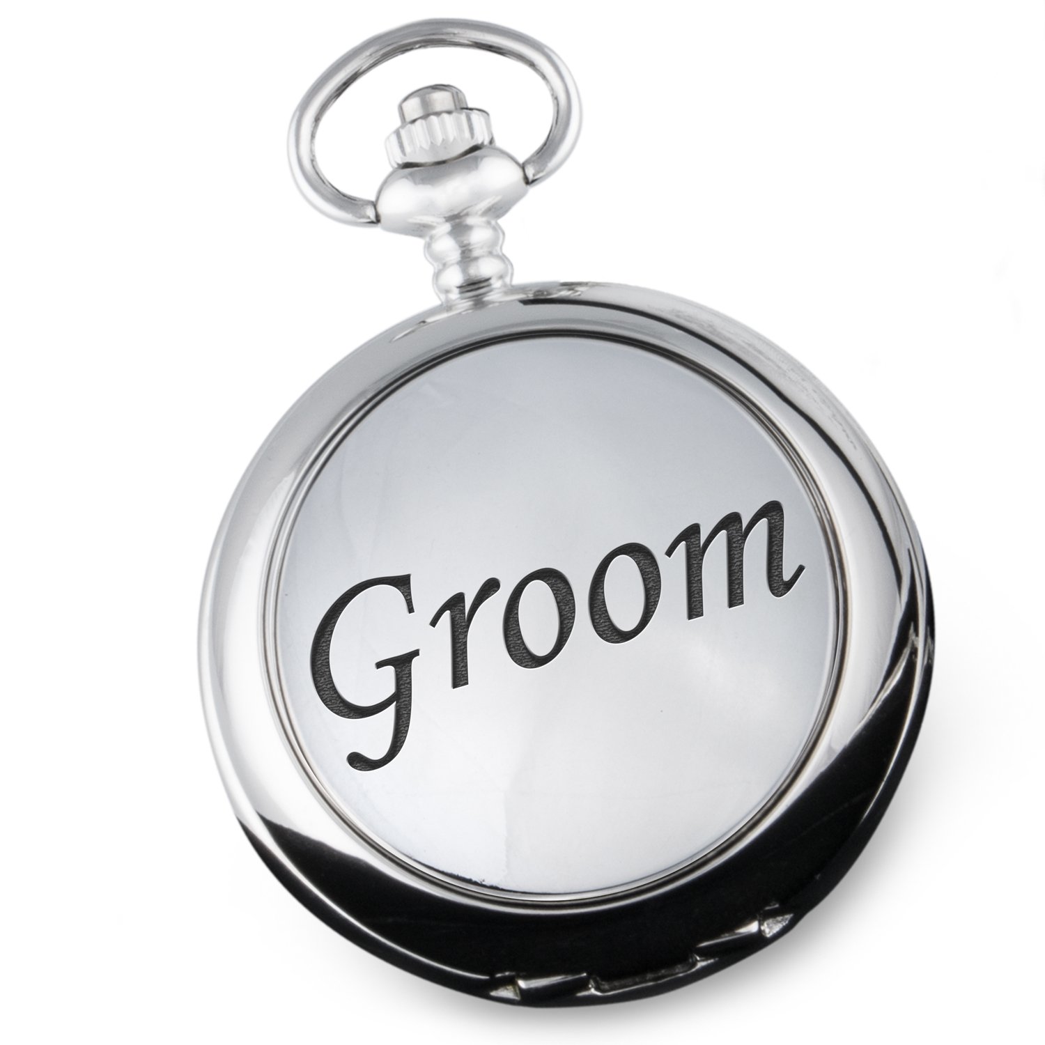 De Walden Groom Gift Engraved Wedding Pocket Watch 'Groom' Case In Wood Box Mp