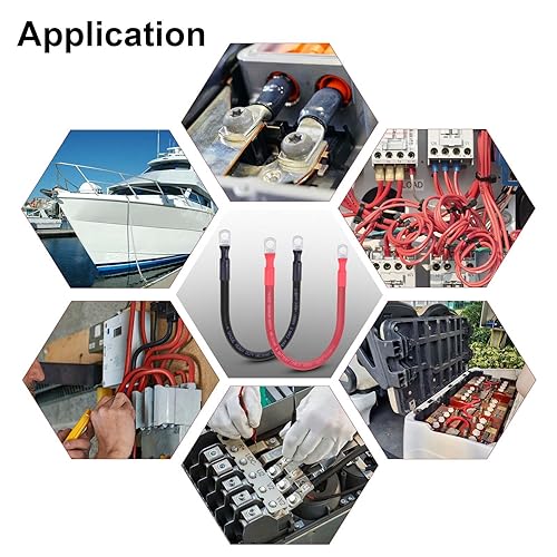 Miniatura 6 de Shirbly Cable de batería de calibre 4, cable de batería de 1 pie y 4 AWG con terminales de 38 pulgadas, cables inversores de cable de soldadura de