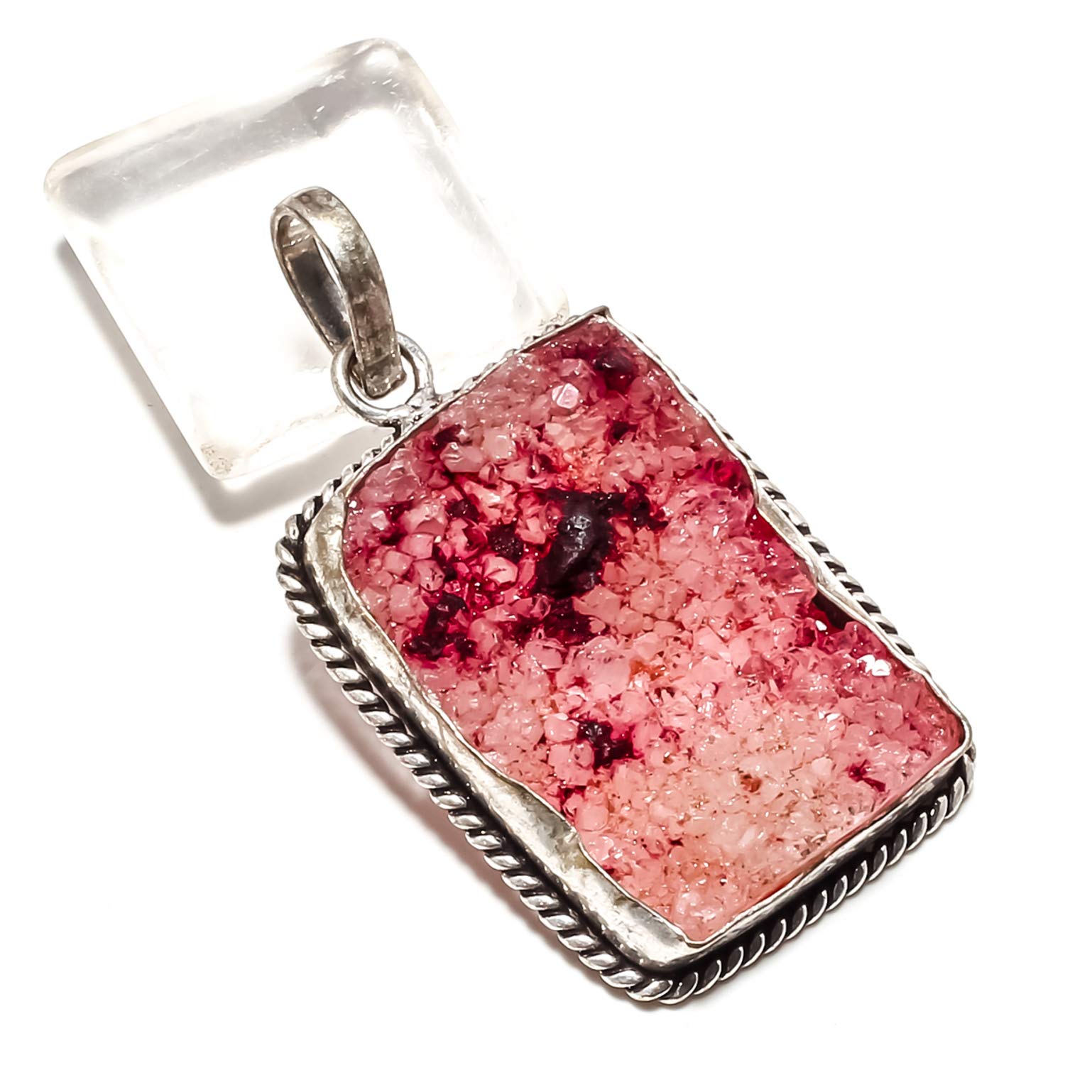 Pendentif pierre rose fait main argent 925, cadeau précieux SF-2111 - 2