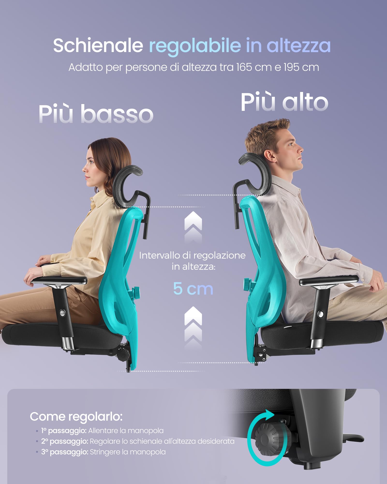 SONGMICS Sedia da Ufficio Ergonomica, Sedia da Scrivania Gaming, Supporto Lombare e Poggiatesta Regolabili, Braccioli, per Diverse Altezze, Portata 150 kg, Nero Inchiostro OBN067BH01
