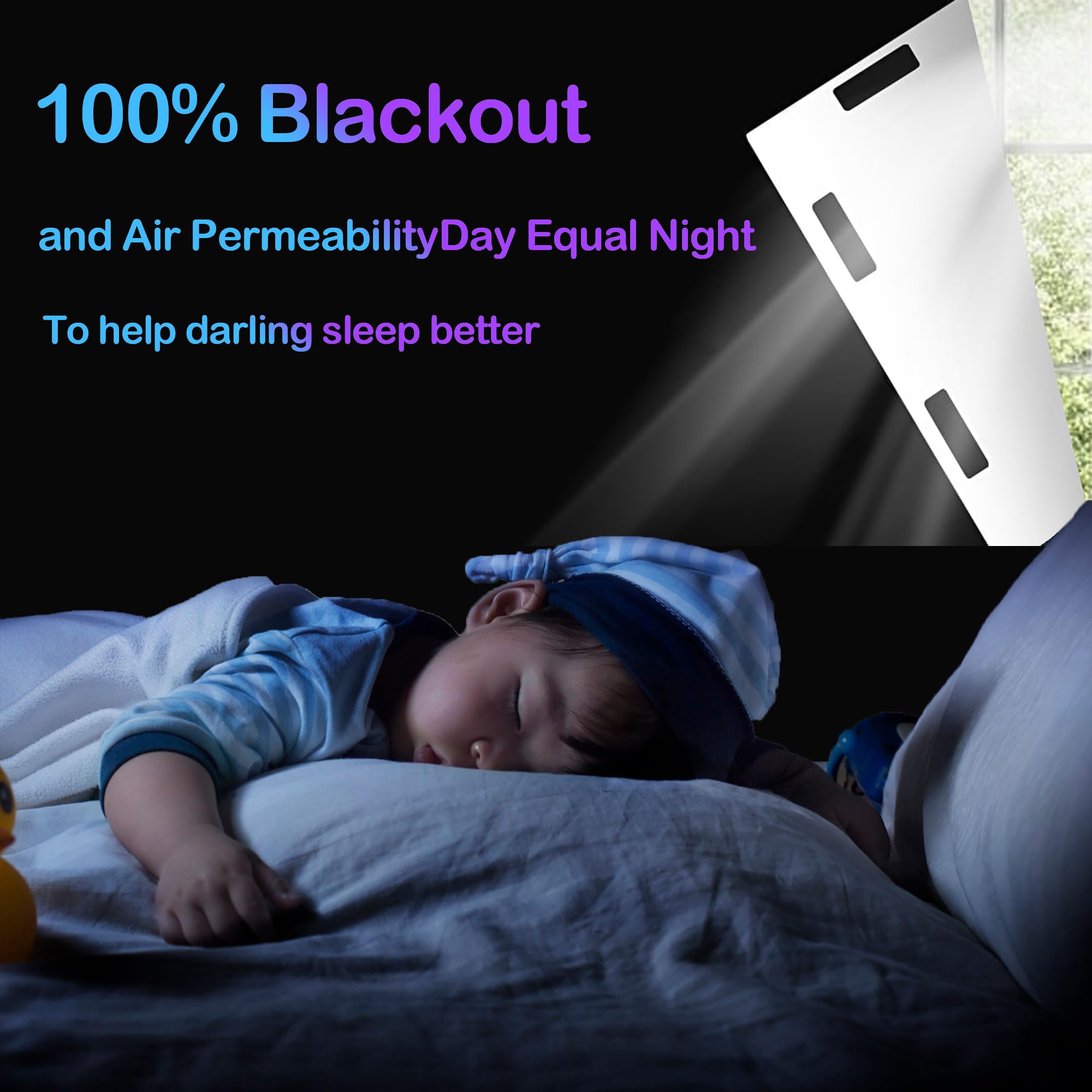 100% Blackout Blind,200x145cm Portable blackout curtains,No Drill Blinds Blackout for Windows Fits Any Size Shape,for Bedroom Nursery - Image 4