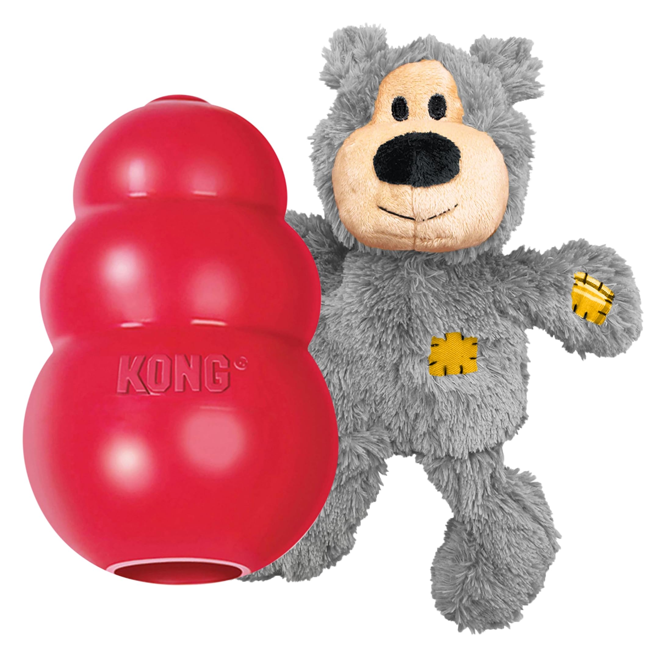 KONG Classic & Wild Knots Bear Combo Pack - Unique & Fun Dog Toys for Hours of Play - Classic Toy Can Be Stuffed with Dog Treats - for Medium Dogs