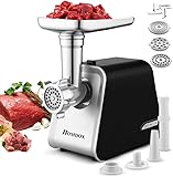 Electric Meat Grinder 2000W, Meat Mincer with 3 Grinding Plates and Sausage Stuffing Tubes for Home Use &Commercial, Stainless Steel/Silver/2000W (Max)