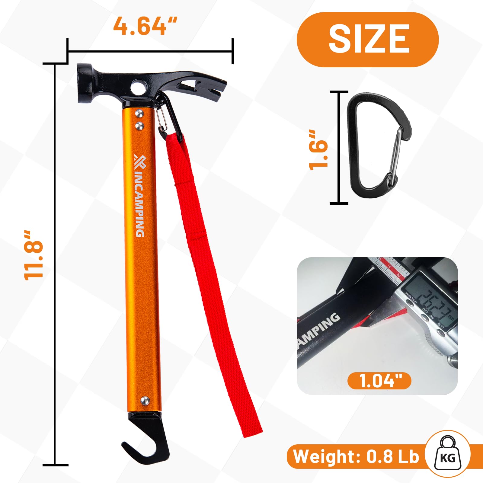 Tent Hammer: 4-in-1 Camping Mallet - Lightweight & Durable -3