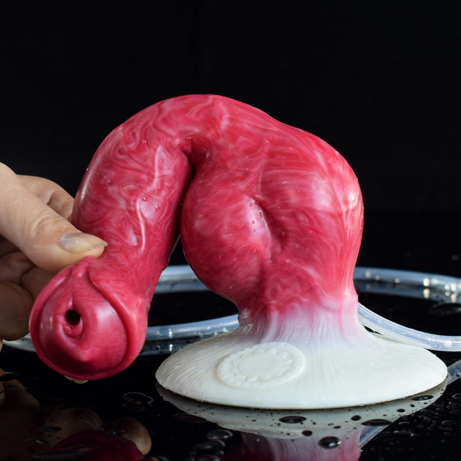 Falli per pene cane lupo XL morbido silicone realistico mostro animale con funzione eiaculazione vibratore anale pene vibratore butt plug giocattolo del sesso per uomini donne(Tiefrot)
