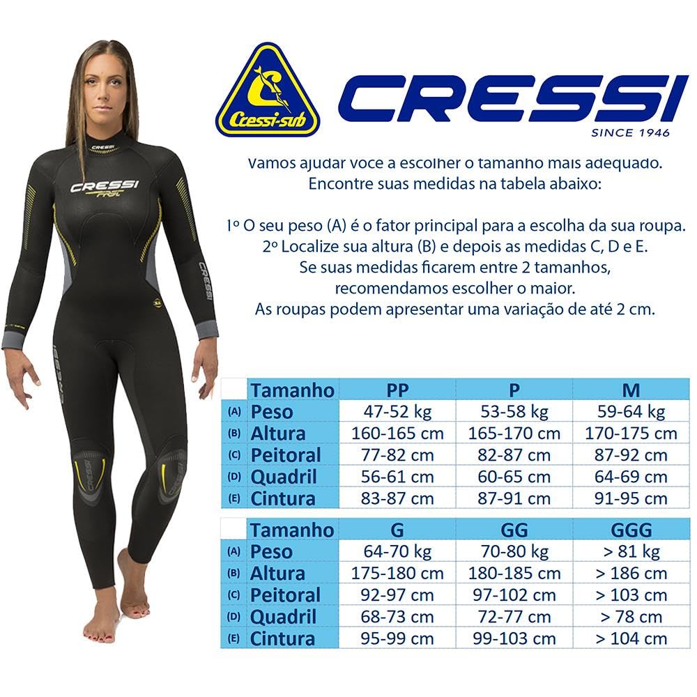 Cressi Fast 5mm All-In-One Lady Trockenanzug, Black/Yellow, L