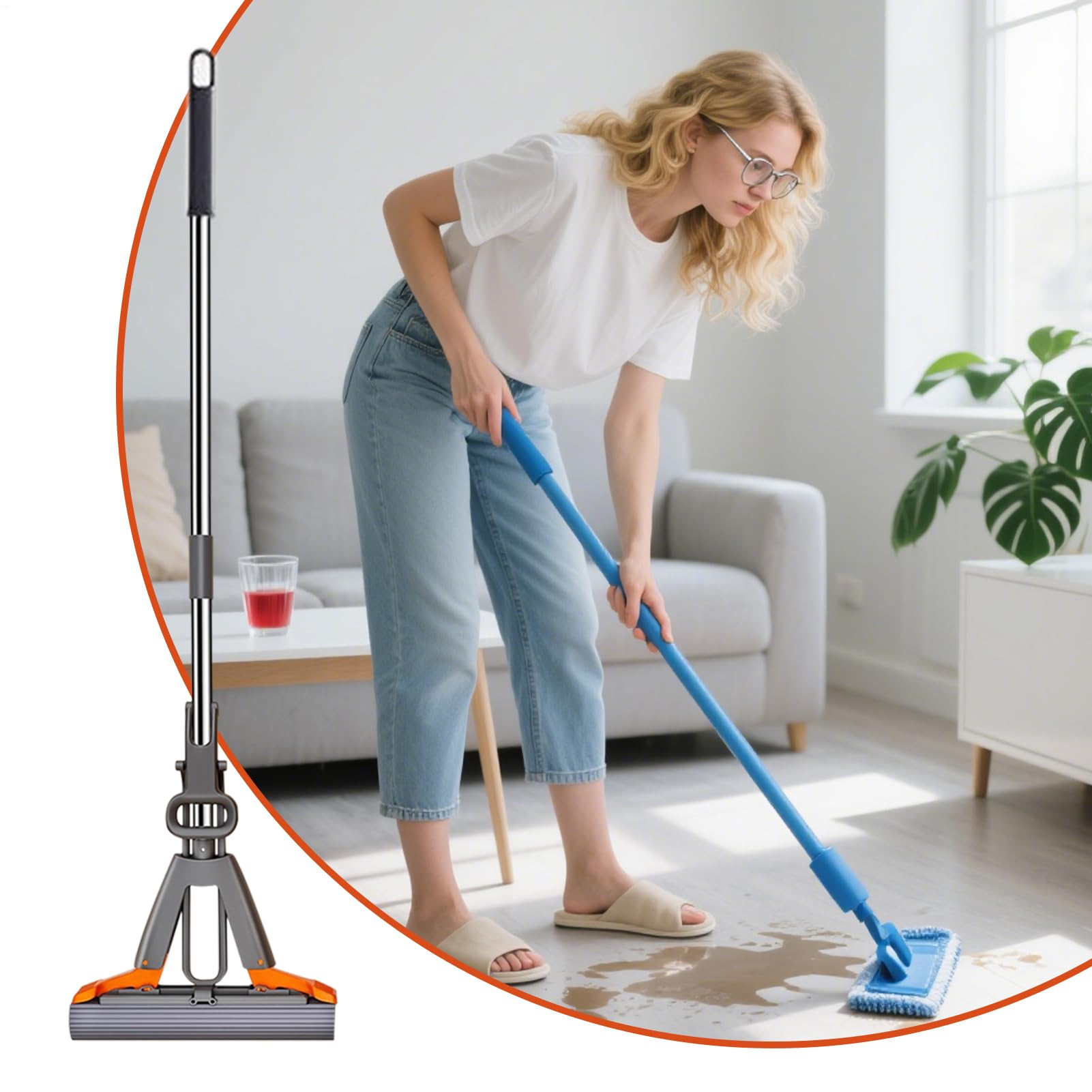 Mopa de Esponja – Mopa de Limpieza automática con Cabezal reemplazable | para suelos de madera dura, mármol, baño, cocina, garaje, sala de estar, dormitorio, limpiador de suelos fácil de absorber pa