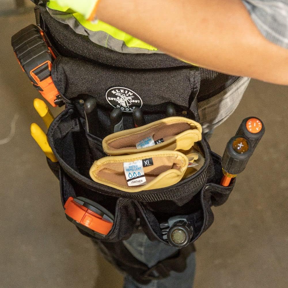 Amаzіng 🔥 Klein Tools 5718 Tool Pouch, PowerLine Series Utility Pouch Fits Tool Belts to 2.5-Inch, Strong Rivet Reinforced Stitching, Wide 8-Pocket