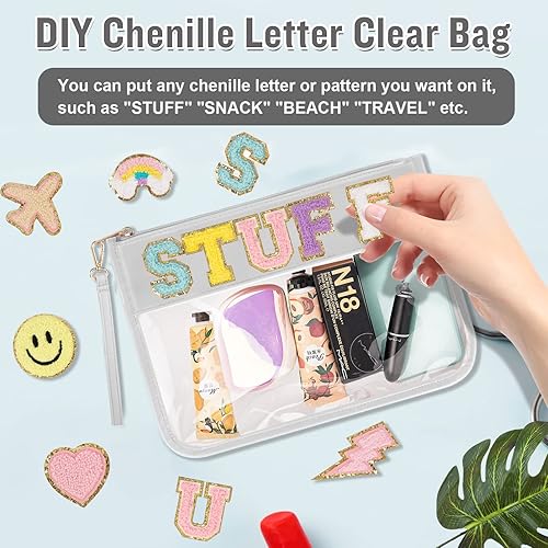 Miniatura 3 de izuzta Bolsa plana clara de la cremallera del bolso del maquillaje de la PU de la bolsa plana del PVC con la, Gris