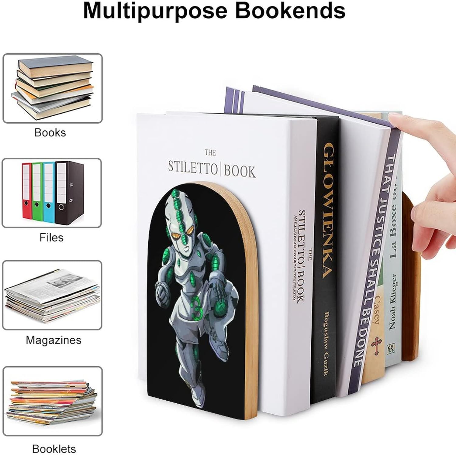 ネット限定 ジョジョの奇妙な冒険 ブックスタンド おしゃれ 机上収納 ファイル 雑誌 新聞 書類入れ 卓上収納 本棚 ブックオーガナイザー 事務用品 オフィス 木製 ブックエンド シンプル 本立て 本仕切り 多機能のブックスタンド 固く変形しにくい 2枚 Vegaspizza Pl