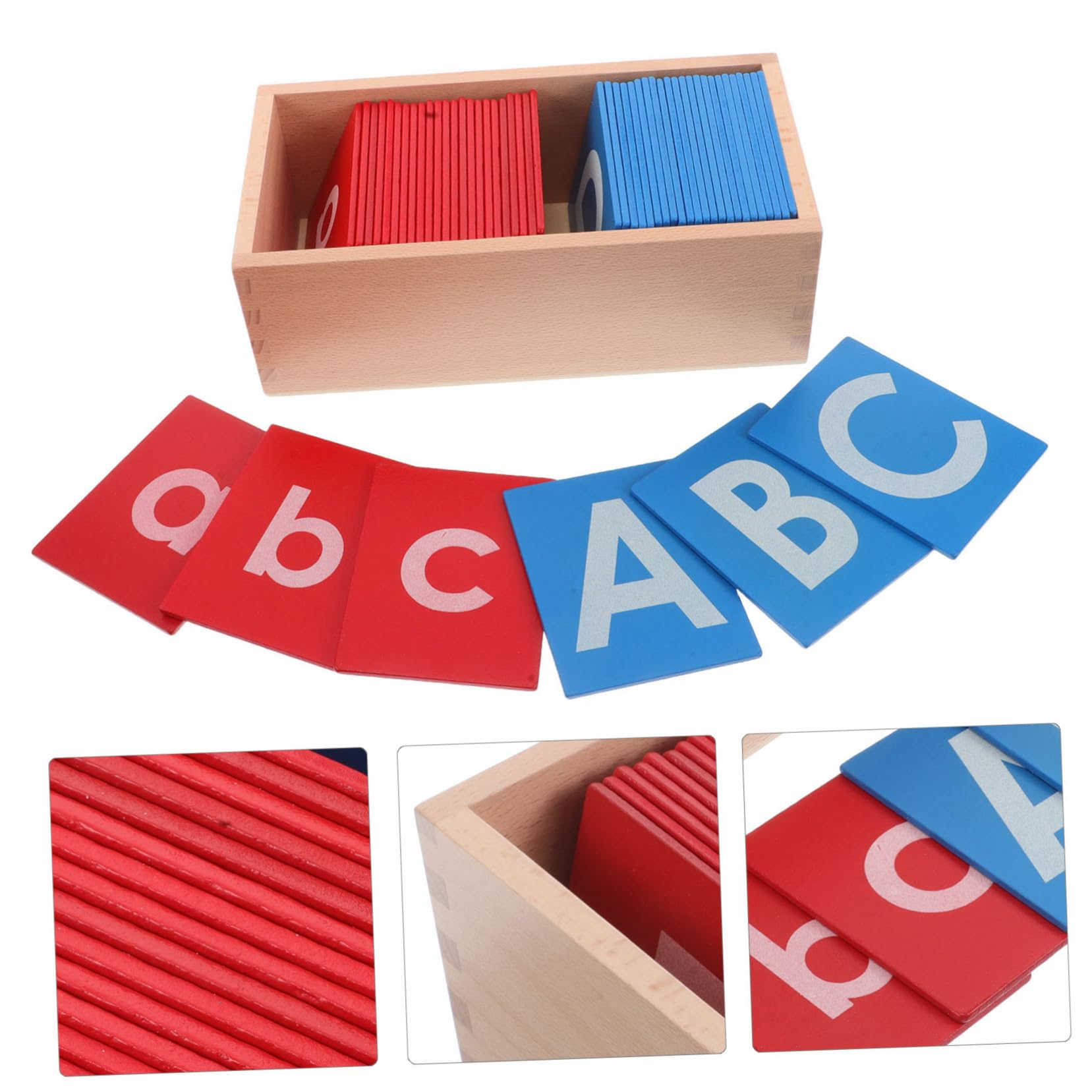 ERINGOGO Set Montessori di Lettere in Sabbia Colorata Rosso e Blu su Tavola di Legno per Ragazzo Ragazza, Materiale Educativo per Sviluppo Linguistico e Apprendimento a Casa o Asilo