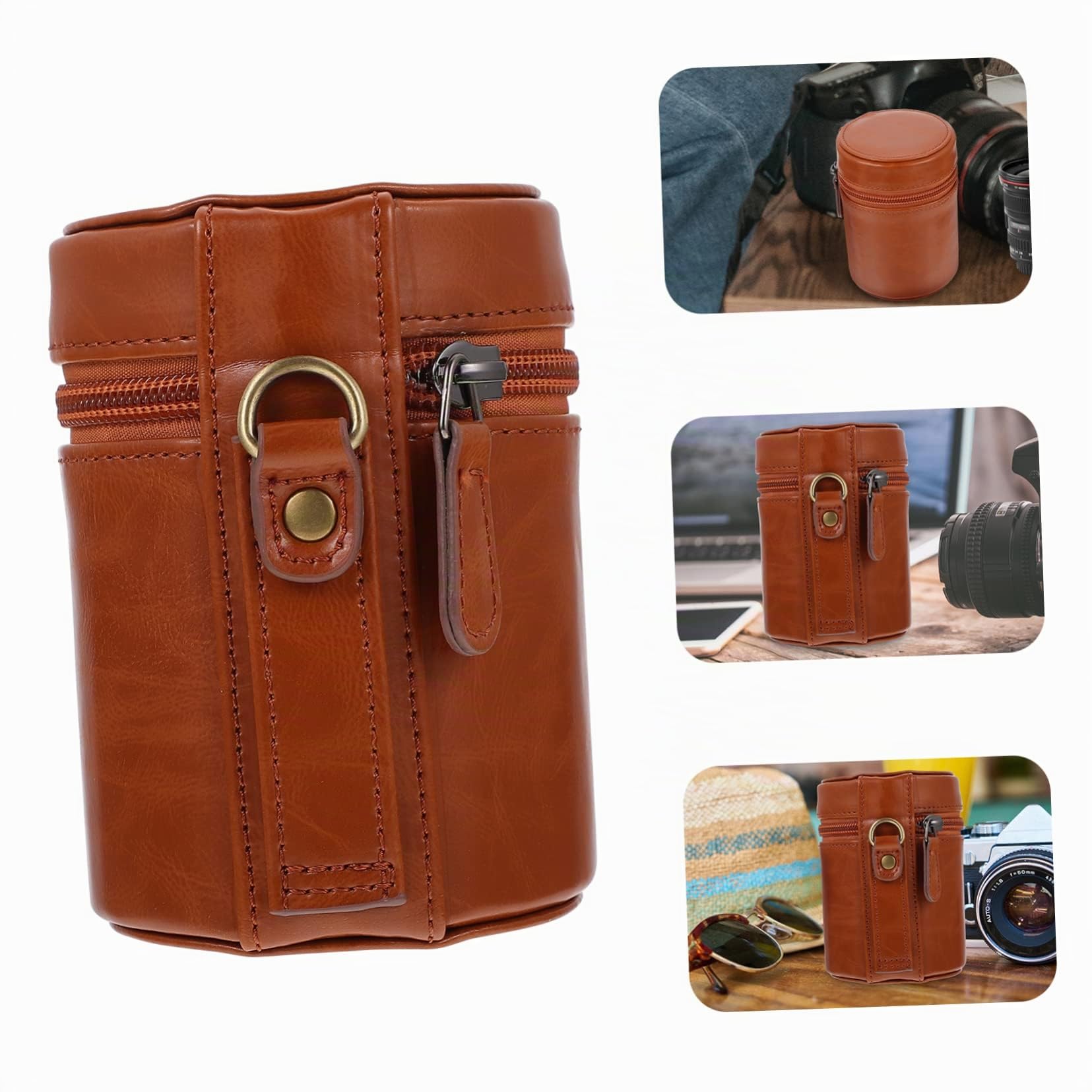 Garneck Kamera Tasche Kamera- Objektivbeutel. Leder- Kamera- Objektivgehäuse Leder- Kamera- Objektivsack Lagerungsbeutel Der Kameraobjektiv Aufbewahrungstasche Pu Super Veranstalter