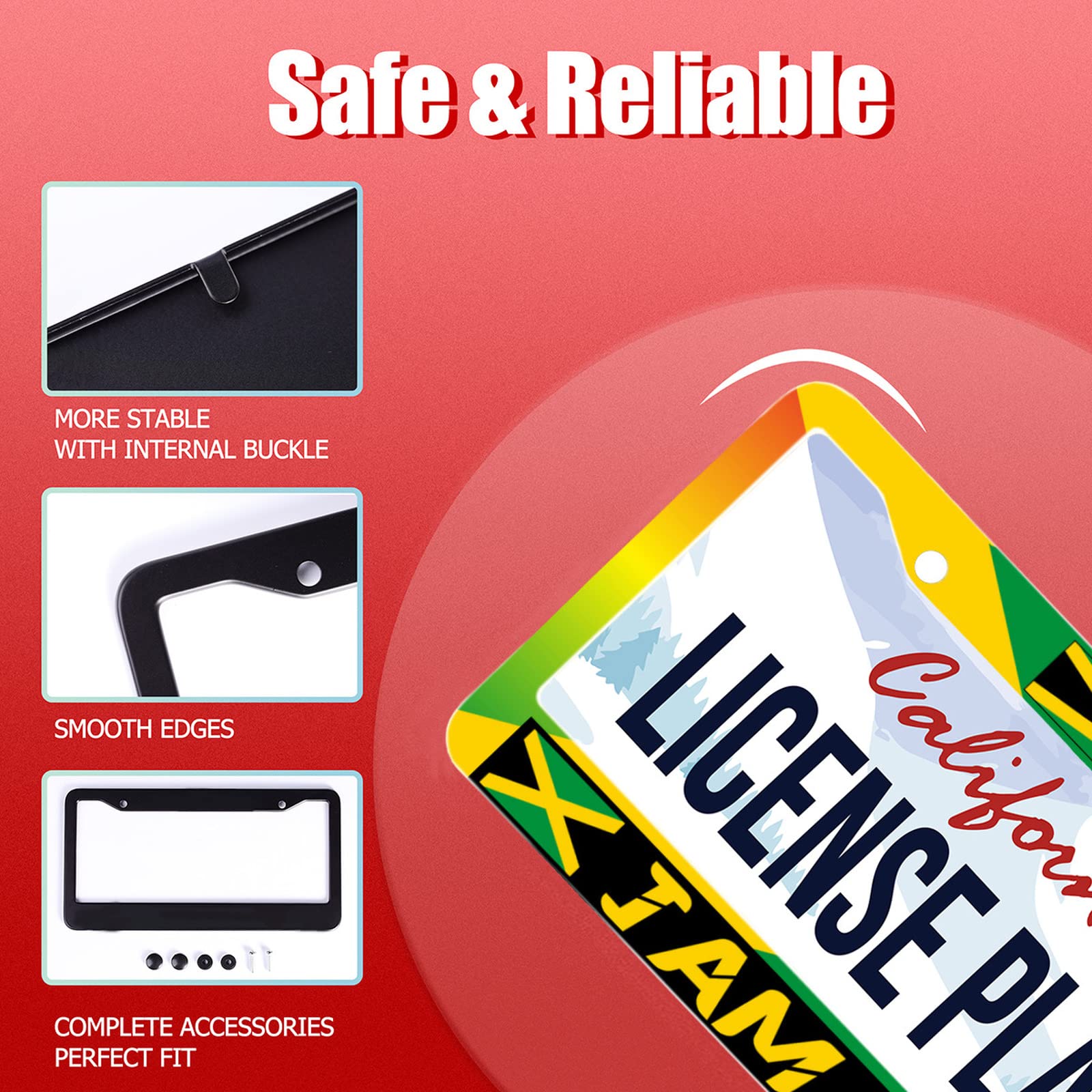 License Plate Screw Jamaica Flag Car License Plate Frame Chrome Plated Plastic Tag License Plate Frames - Foto 8