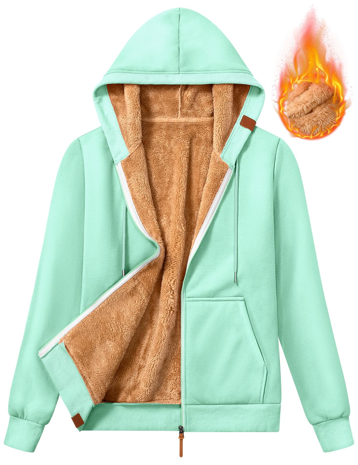 Xnova Sweat Polaire à Capuche Zippé Femme - Veste Chaude Et Douce Pour Automne Hiver