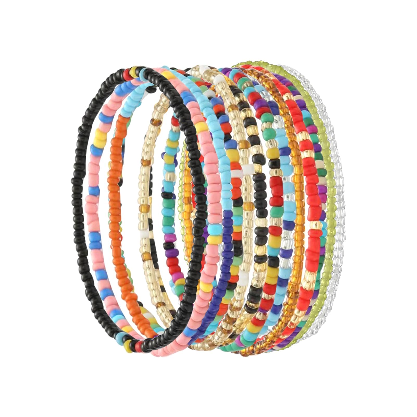 13 PCS Boho Bracelets Women's Handmade Stretchy Colorful Seed Pearl Beaded Bracelets for Women Teen Girls Boho Summer Beach Anklet Bracelet Y2k Jewelry for Holidays, Birthdays, Friendship Gifts