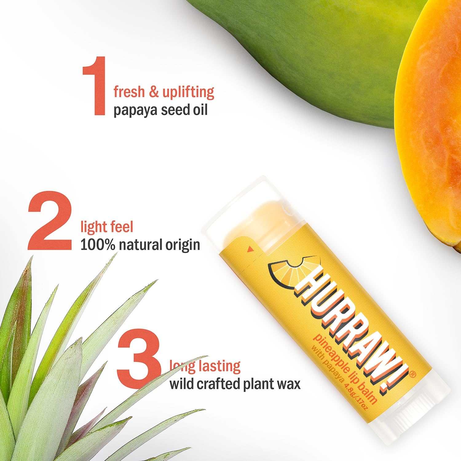 Hurraw Papaya Pineapple Ananas Aromalı Lip Balm