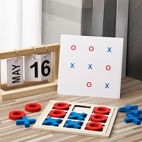 Miniatura 7 de Juego de madera jumbo de Tic Tac Toe Actividades de demencia para personas mayores de Alzheimer con plantillas a juego y rompecabezas, juego de mesa