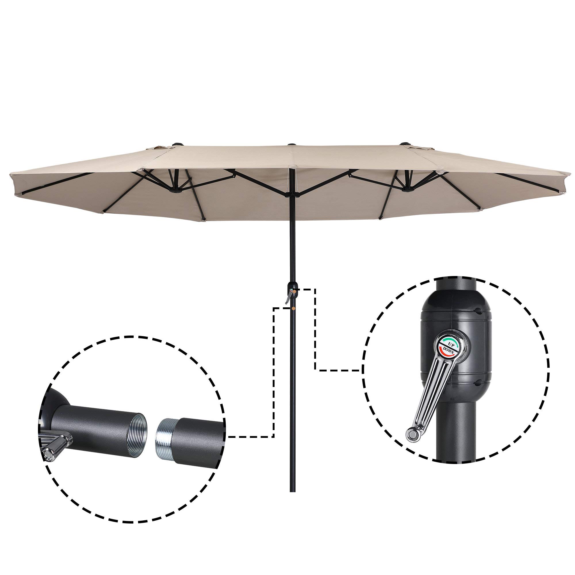 Buy Zelsius parasol Double parasol with crank handle 460 x 270 cm Extra large parasol