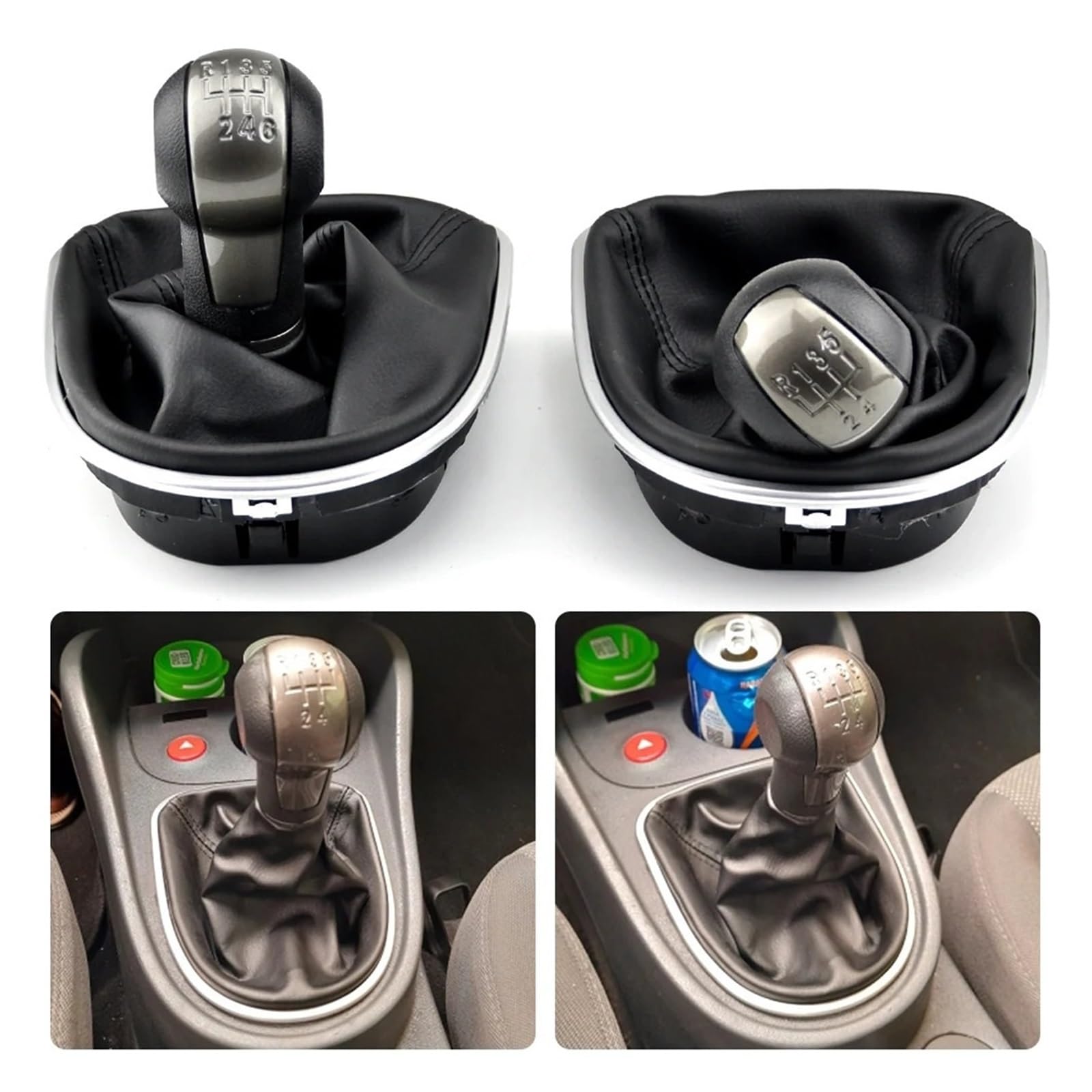 Pomo Palanca Cambios Seat Altea/Leon/Toledo (2004-2012) - Negro Con Funda Cuero