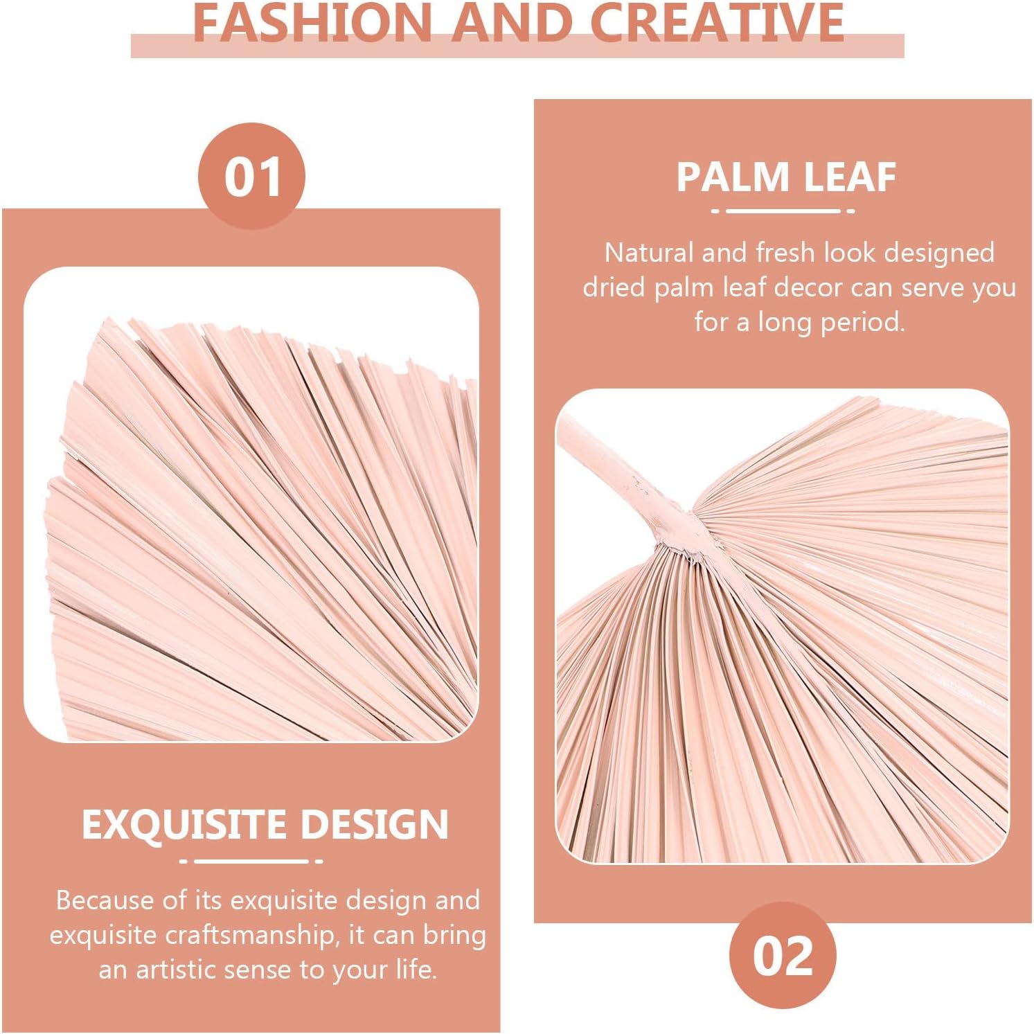 Pink Dried Palm Leaf Fan Natural Palm Leaf Wall Decor | Outdoor Use, Wine Party Display, Artistic Fresh Look, Tropical Foliage Accent, Vase Arrangement Ornament