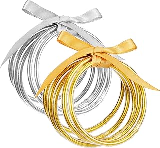 Glitter Jelly Bangles Bracelets for Women- Soft Silicone Glitter Filled Bracelet Sparkling Fashion Bangles for Girls, Ladies